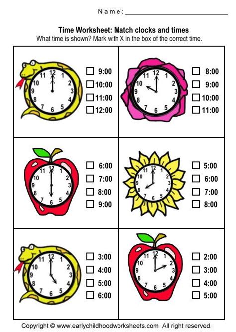 Math Time Matching Clocks And Time 3