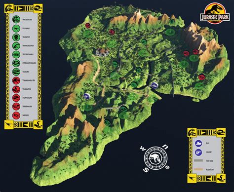 Heres A 3d Model Of Jurassic Park Made Into A Map For The Visitors