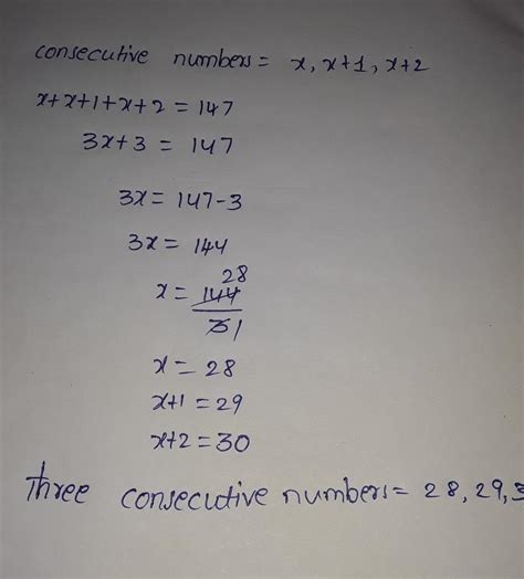Find Three Consecutive Odd Numbers Whose Sum Is 147