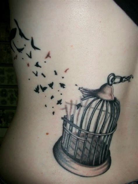 Black And Grey Bird Cage Tattoo Tatoo