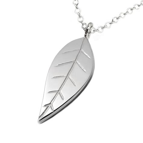 Sterling Silver Leaf Pendant Sterling Silver Leaf Necklace Etsy