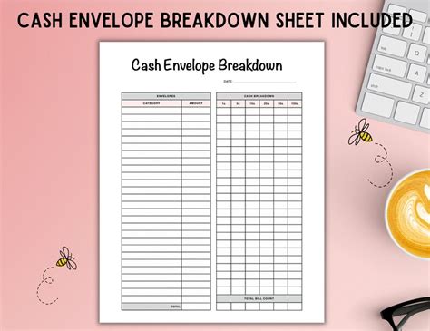 Printable Cash Envelopes With Transaction Tracker Cash Etsy