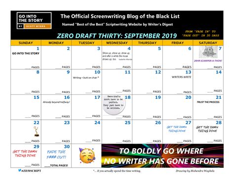 2019 Zero Draft Thirty September Challenge By Scott Myers Go Into
