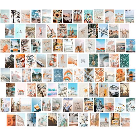 Buy 100pcs Beach Wall Collage Kit Aesthetic Pictures 100 Set 4x6 Inch