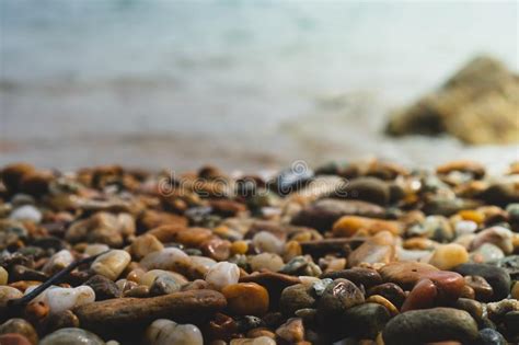 Selective Focus On Rocks Texture With Blur Beach For Display Product Stock Image Image Of