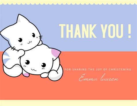 Cute Christening Thank You Card Template Postermywall