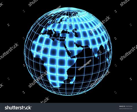 Abstract Globe With Neon Light 3d Render Stock Photo 74976394