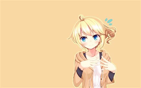 Blondes Blue Eyes Long Hair Ahoge Simple Background Anime