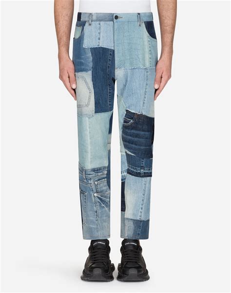 Dolce And Gabbana Loose Fit Patchwork Jeans In Multi Colored Modesens