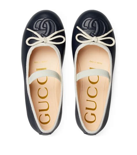 Gucci Kids Leather Gg Embroidered Ballet Flats Harrods Ae