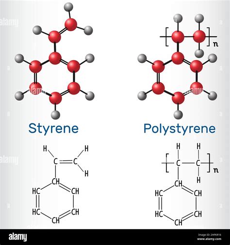 Molécule De Polymère De Styrène Et De Polystyrène Ps Formule Et