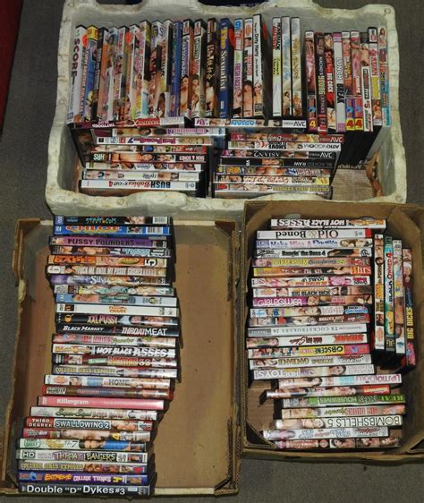 lot 3 boxes of porn dvd s most have proof of over 18 to buy