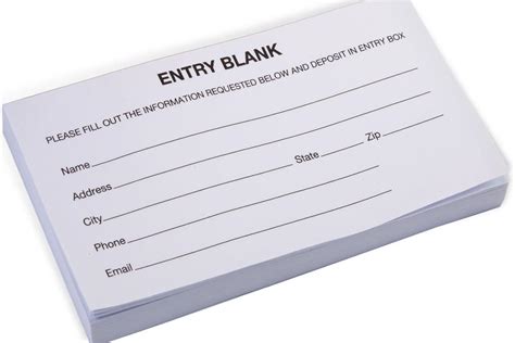 entry forms blank pads  sheets