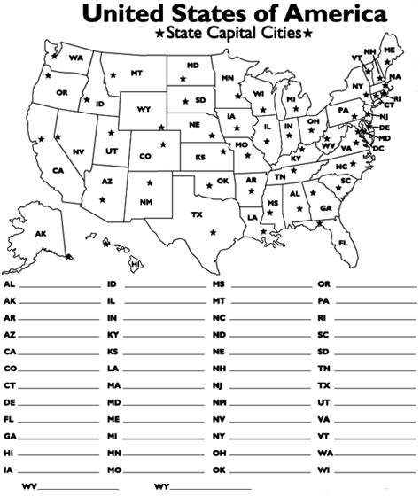 Worksheet On States And Capitals