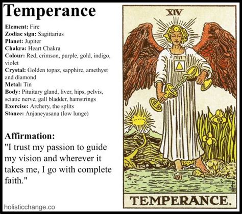 Holistic Change With The Tarot Temperance Card Temperance Tarot Card