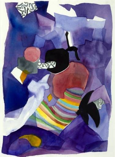 Sylvia Edwards ‘blue Violet Flight 1987 Abstract Watercolor