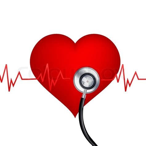 Illustration Of Healthy Heart With Stethoscope On White Background