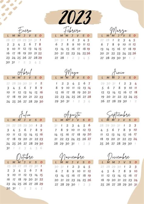 Calendario 2023 Anual Minimalista Marron Templates By Canva En 2022
