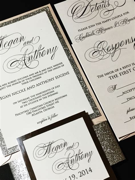 Silver Glitter Wedding Invitation Luxury Wedding Invitation Elegant