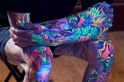 When light irradiates the water, the water absorbs a part of the radiation, resulting in a decrease in light intensity. When seen under a blacklight, Glowrious George's tattoos ...