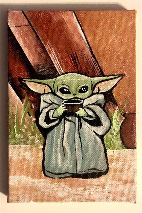 Baby Yoda Painting Star Wars The Mandalorian Mini Canvas Art