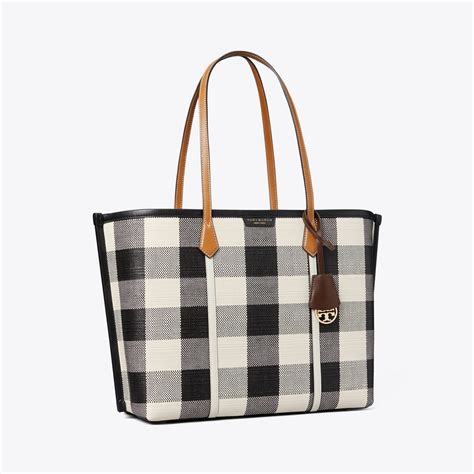 Perry Gingham Triple Compartment Tote Bag Womens Designer Tote Bags