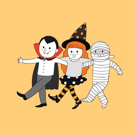 Premium Vector Cartoon Cute Halloween Witch And Mummy And Dracula Vector