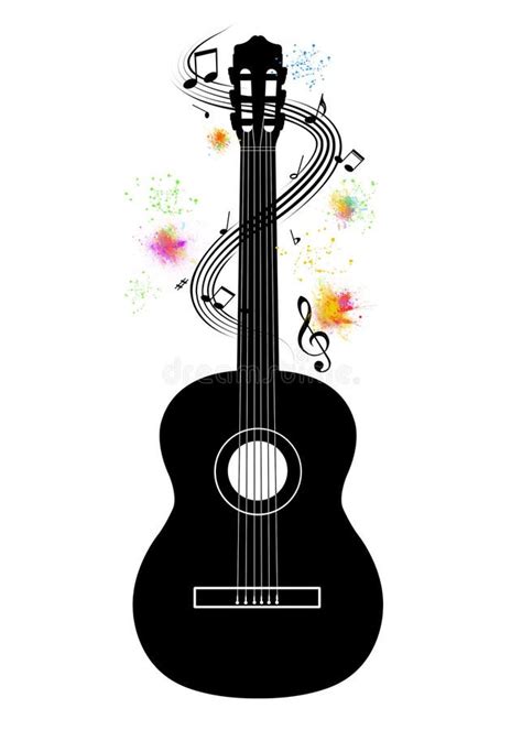 Guitar With Music Notes Stock Illustration Illustration Of Background