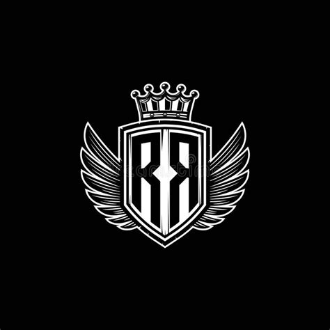 Rr Logo Monogram Shield Crown Luxury Design Stock Vector Illustration