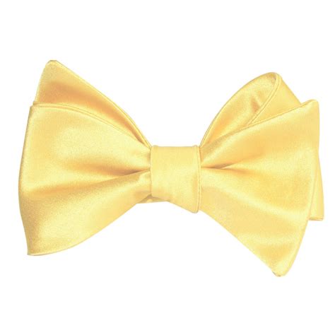 Light Yellow Satin Self Tie Bow Tie Pale Lemon Untied Bowtie For Men