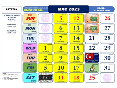 Kalendar Sesi Akademik 2023/2024 (Mac 2024 - Mac 2025)