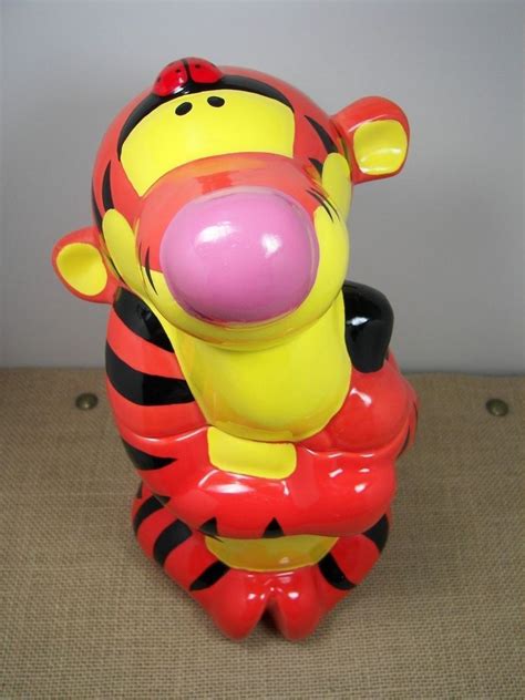 Disney Home Tigger Cookie Jar Holding His Tail Lady Bug On His Head Vintage Disneyhome