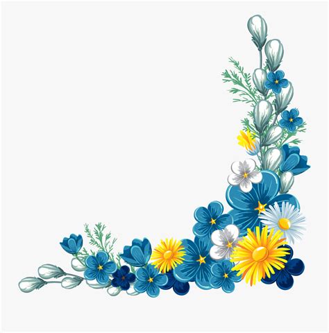 Transparent Blue Flower Border Clipart Corner Floral Border Png Is A