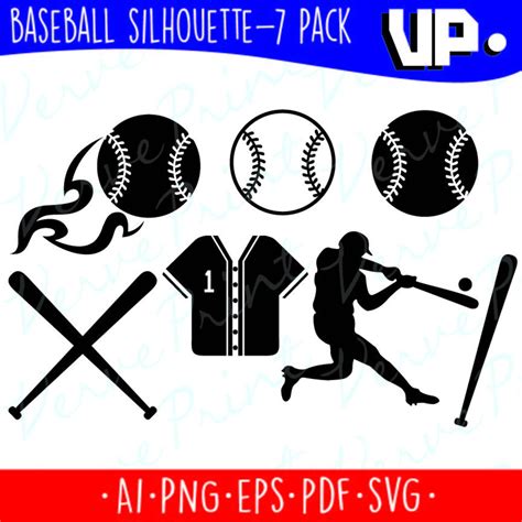 Baseball Silhouette Svg Ai Eps Pdf Cutting File Baseball Etsy