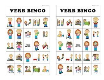 Verb Bingo Bingo Verb Bingo Cards