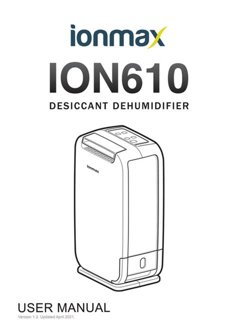 andatech ionmax ion610 desiccant dehumidifier user manual page 1 created with