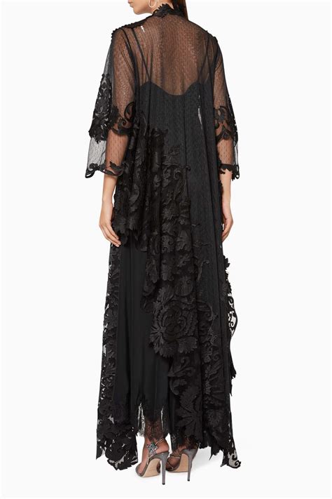 Shop Pearl Haute Couture Black Floral Lace Abaya For Women Ounass Uae