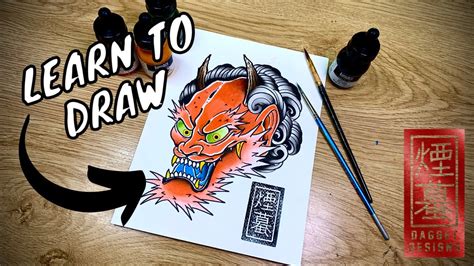 How To Draw An Oni Demon Traditional Japanese Tattoo Youtube