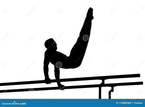 athlete gymnast exercise on parallel bars stock vector illustration of flexibility bars