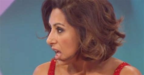 saira khan undoes her top and flashes bra live on loose women as she takes part in bizarre