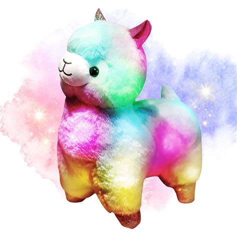 Llama Stuffed Light Up Rainbow Alpaca Plush Toys Cute Soft Kawaii Led