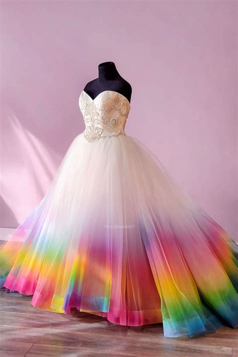 Colorful Ombré Wedding Gowns Shop — Canvas Bridal By Taylorannart In 2021 Tie Dye Wedding