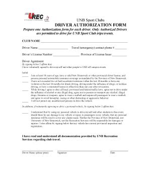 This driver job application form allows collecting the information such as education, training, awards, history of employment. Fillable Online Driver Authorization Form - University of ...