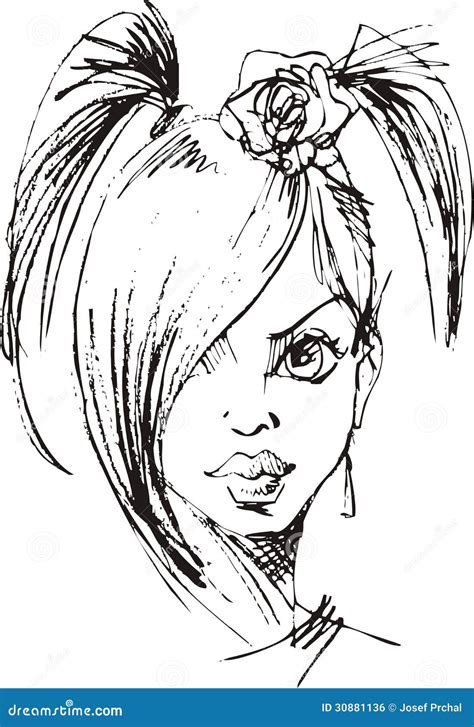 hand drawn sex woman stock vector illustration of hair 30881136