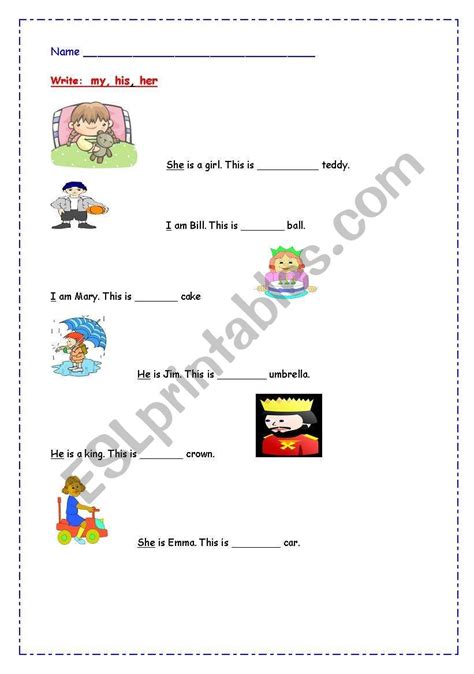 Complete With My Your His Her ESL Worksheet By Sesillia Grammar