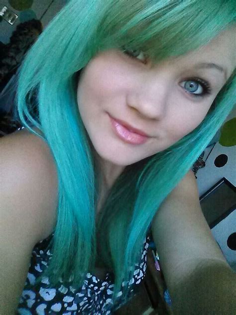 Brush the hair and put in a low ponytail. My green blue ombre kool aid dyed hair. :)>>>>> Wow, it ...