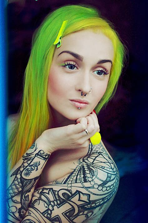 neon yellow and green hair bright and dyed