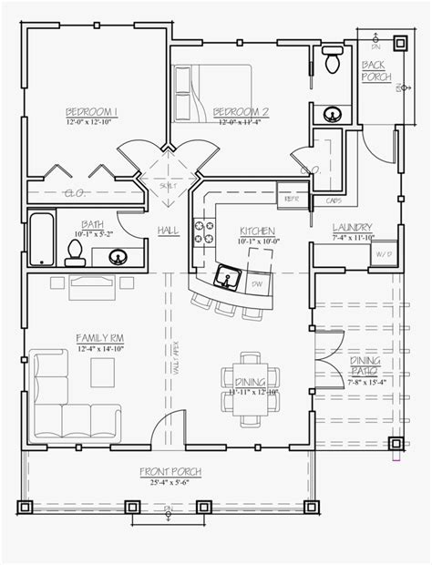 2 bedroom two bath house plans. 2 Bedroom 1.5 Bath House Plans, HD Png Download ...