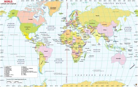 Carte De Latitude Et Longitude World Map Weltkarte Peta Dunia Mapa My