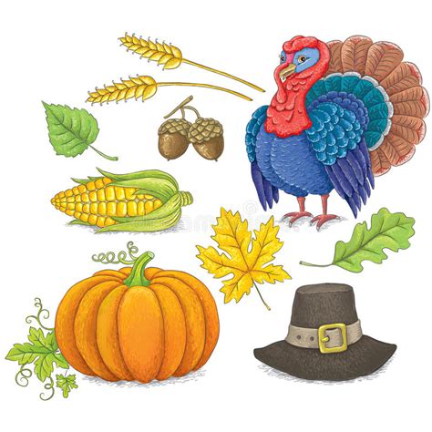 The national thanksgiving turkey presentation is a ceremony that takes place at the white house every year shortly before thanksgiving. Thanksgiving symbols stock vector. Illustration of ...